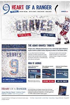 Interactive Mosaic site for Adam Graves tribute event at Madison Square Garden