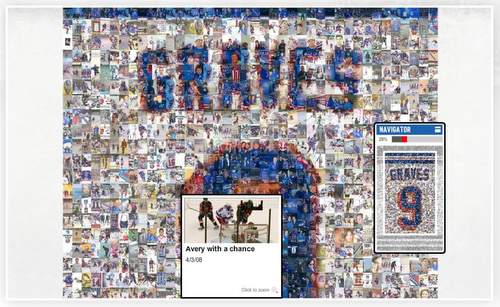 Interactive Mosaic site for Adam Graves tribute event at Madison Square Garden