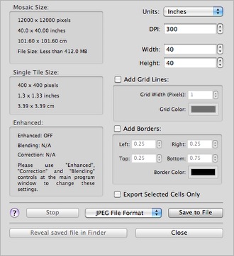 Output mosaic setup screen.