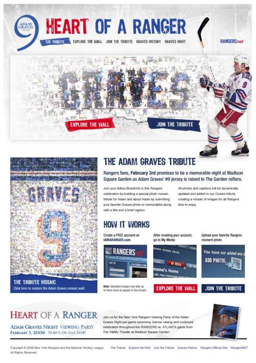 Mosaic for Adam Graves tribute event at Madison Square Garden