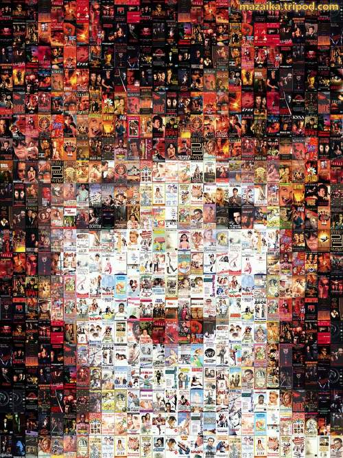 Renoir's picture made of video cassette boxes