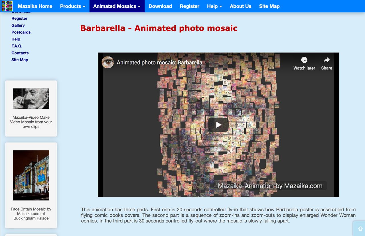 Gallery of animated mosaics made with Mazaika-Animation program
